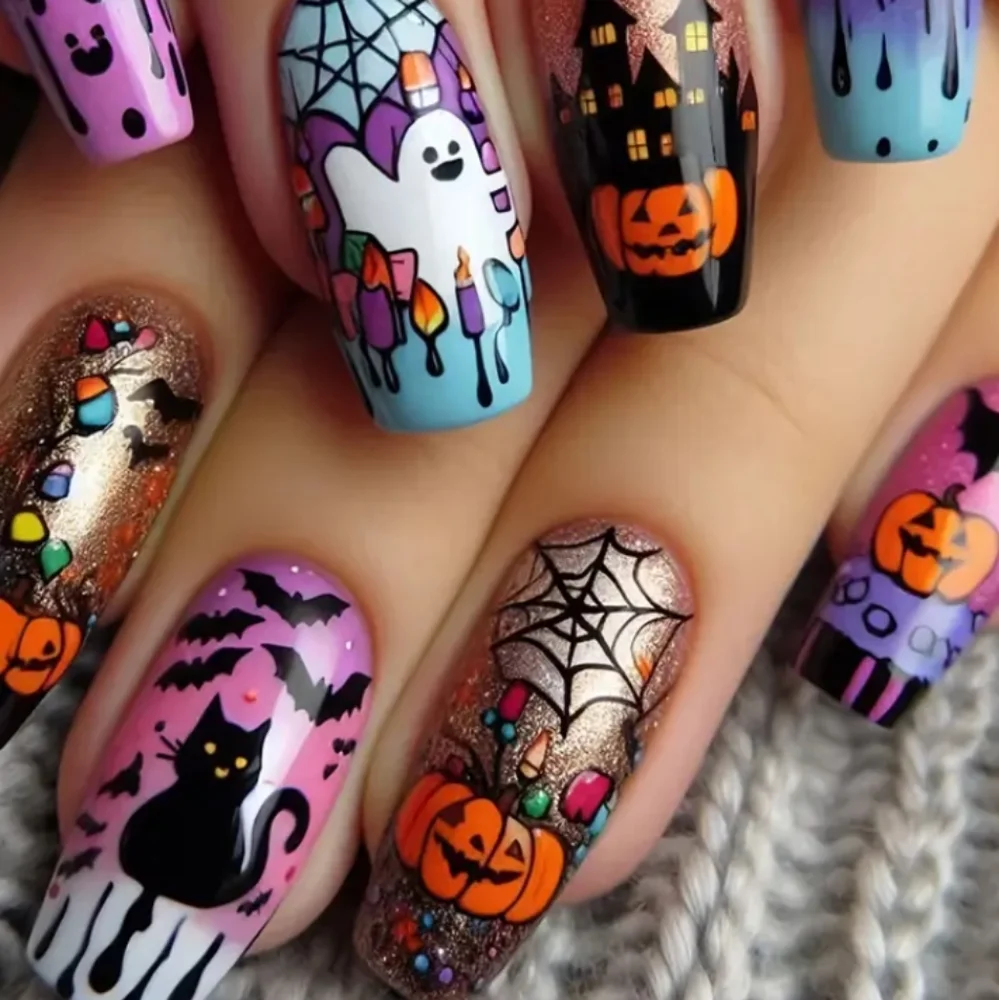 🆕️$6 OR 2 FOR $10~ HALLOWEEN THEMED 24 DESIGNER PRESS ON NAILS